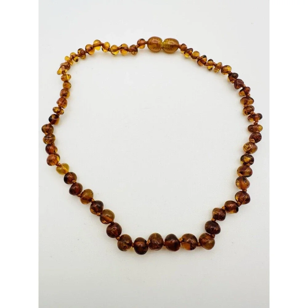 Natural Baltic Amber Bead Kids Necklace 12.5”